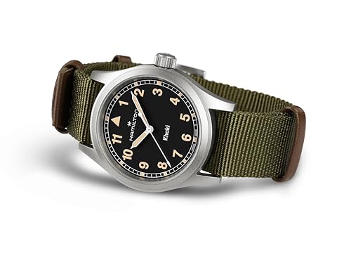 Hamilton Khaki Field Khaki Quartz Men's Watch, 38mm Stainless Steel Case, Swiss Made, Black Dial Analog Wrist Watch for Men, 50m Waterproof, Sapphire Crystal, Textile Strap