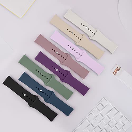 Meliya Silicone Watch Bands, 20mm 22mm Quick Release Soft Sport Replacement Watch Strap for Women Men (20mm, Starlight+Milk Tea+Violet Smoke)