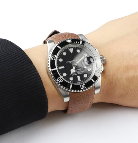 Sight Focus 20mm Curved End Retro Leather Watch Band for Rolex Submariner 40mm,Daytona,GMT-Master 40mm,Yacht-Master,Explorer I Leather Watch Strap Replacement Rolex Datejust Bracelet Men Women Brown