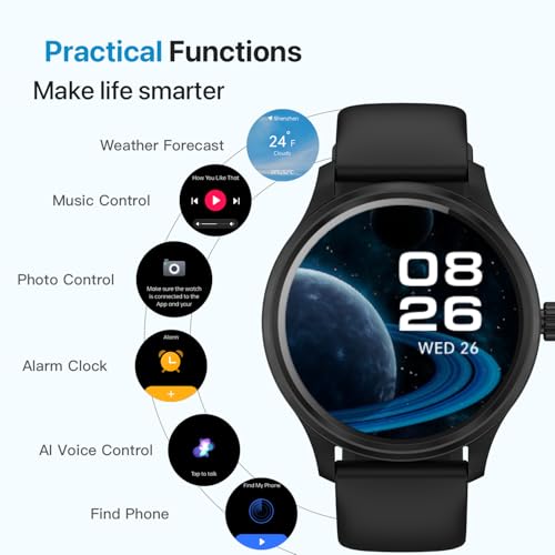 DIVElink Smart Watch, HD Smartwatch for Men Women (Answer/Make Calls), Fitness Watch with 100+ Sport Modes, IP68 Waterproof/Heart Rate/Sleep Monitor, Activity Trackers for iOS/Android