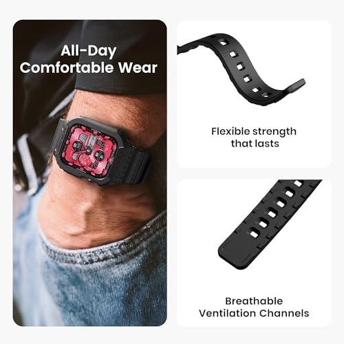 amBand Compatible for Apple Watch Band 41mm 40mm 38mm with Bumper Case, Rugged Men Women Bands for iWatch SE 3 SE2nd SE Series 9 8 7 6 5 4 3 2, Sport Military Protective Cases Drop-Proof, Matte Black