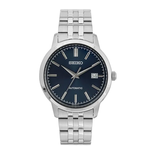 Seiko SRPH92K1 Men's Analogue Automatic Watch with Stainless Steel Strap, Silber & Blau, Bracelet