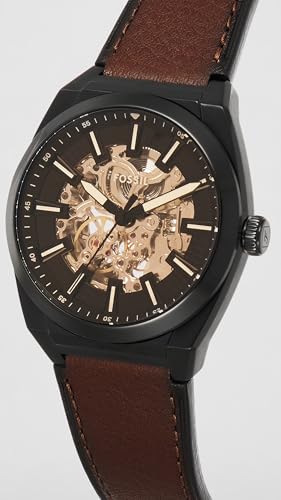 Fossil Men's Everett Automatic Stainless Steel, Three-Hand Watch for Men, Color: Black, Brown