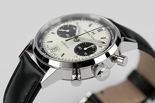 Hamilton American Classic Automatic Men's Watch, 40mm Stainless Steel Case, Swiss Made, White Dial Analog Wrist Watch for Men, 100m Waterproof, Sapphire Crystal, Cow Leather Strap