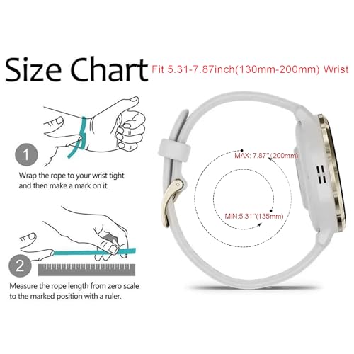 Abanen Silicone Watch Bands for Garmin Vivoactive 4S / Venu 2S / Venu 3S / Vivomove 3S, Soft Sport 18mm Quick Release Waterproof Replacement Wristband Strap for Garmin Forerunner 255s/265s (White)