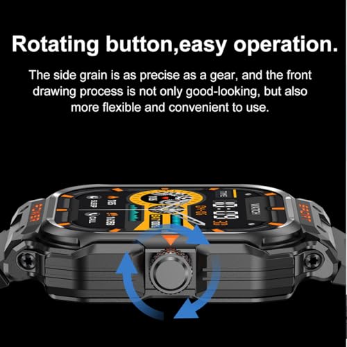UYRGT Military Smart Watch with Earbuds for Men and Women,2'' Tactical Display,Sport Modes,Fitness Tracker,Heart Rate,Answer/Make Call, Sleep Monitor, SmartWatch Built-in Headphone Combo,iOS & Android