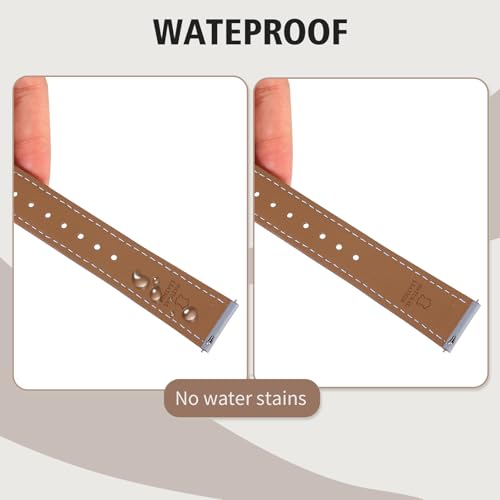 Italy Genuine Leather Watch Bands Men Women Compatible with Samsung Galaxy 7 6 4 5 40mm 44mm/5 Pro 45mm/4 6 Classic/Active 2 Band, 20mm Quick Release Wear-resistant Leather Watch Replacement Straps