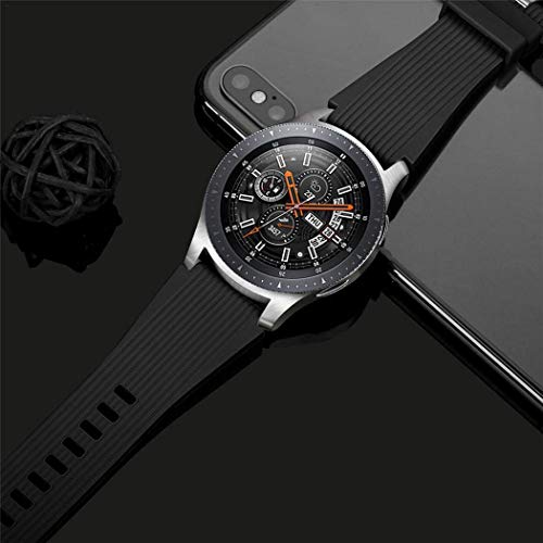 HSWAI Compatible with Samsung Galaxy Watch 46mm Bands/Gear S3 Frontier, Classic Watch Bands/Galaxy Watch 3 Bands 45mm, 22mm Soft Silicone Bands Bracelet Sports Strap for Men & Women. (Black)