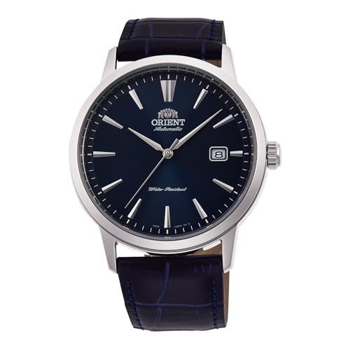 Orient Contemporary Symphony Iii Male Automatic Hand Winding Wristwatch - Mechanical Casual Leather Blue Band Stainless Steel Case Analog Blue Dial - RA-AC0F06L