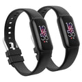 2 Pack Waterproof Bands Compatible with Fitbit Luxe Bands for Women Men, Classic Soft Sports Replacement Wristbands (Large 6.7" -8.3", black/black)