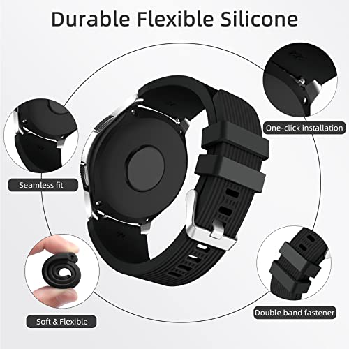 Lerobo [2 Pack Band Compatible with Samsung Galaxy Watch 3 45mm/Galaxy Watch 46mm Bands/Gear S3 Frontier, 22mm Smart Watch Band Silicone Casual Straps Accessories for Women Men Black/Blue Gray