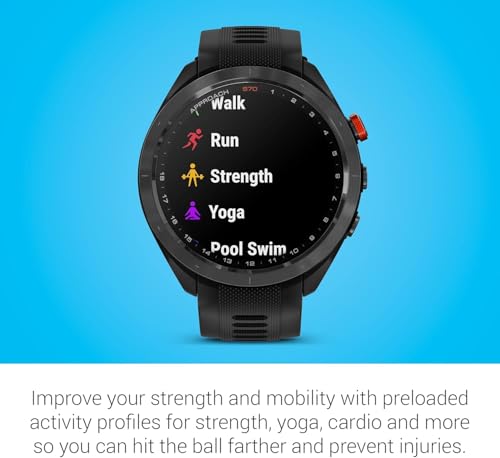 Garmin Approach S70 (Black, 47mm) Golf GPS Watch | Premium Smartwatch with AMOLED Display, Virtual Caddie & Playslike Distance | Bundle with PlayBetter Screen Protectors & Portable Charger