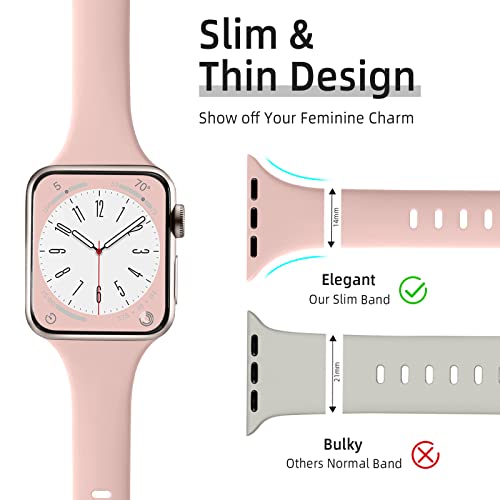 Lerobo Thin Slim Bands Compatible with Apple Watch Bands 40mm 41mm 42mm 38mm iWatch Bands Series 11 10 9 8 7 6 5 4 SE for Women Men, Soft Narrow Sport Strap Wristband
