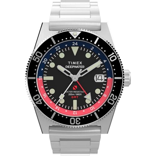 Timex Men's Deep Water Reef 41mm Watch - Stainless Steel Bracelet Black Dial Stainless Steel Case