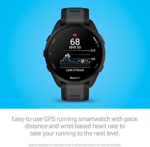 Garmin Forerunner 165, G010-N2863-20 GPS, Black/Slate Grey, WW (Renewed)