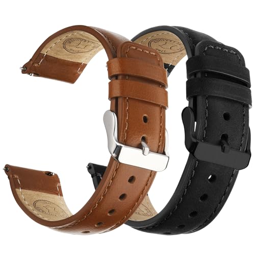 Fullmosa 20mm Quick Release Leather Watch Bands for Garmin Samsung Galaxy