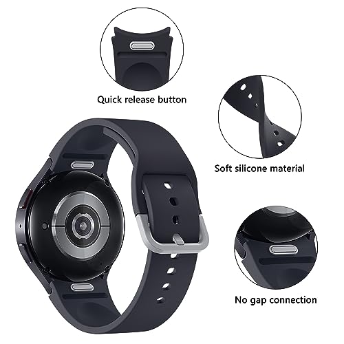 One-Click Bands Compatible with Samsung Galaxy Watch 7/6/5/4/FE 40mm 44mm, Galaxy Watch 6 Classic 43mm 47mm, No Gap Silicone Soft Sport Strap for Galaxy Watch 4 42mm 46mm Women Men 40 44 43 47 mm