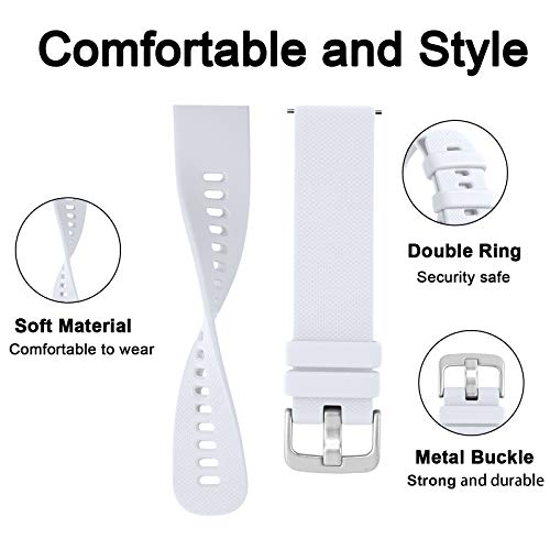 GEAK Compatible with Garmin Vivoactive 5 Watch Bands/Garmin Vivoactive 3 Watch Bands,20mm Silicone Band for Vivoactive 3 Music/Vivomove Sport,Forerunner 645/245 Music Smartwatch Women Men White