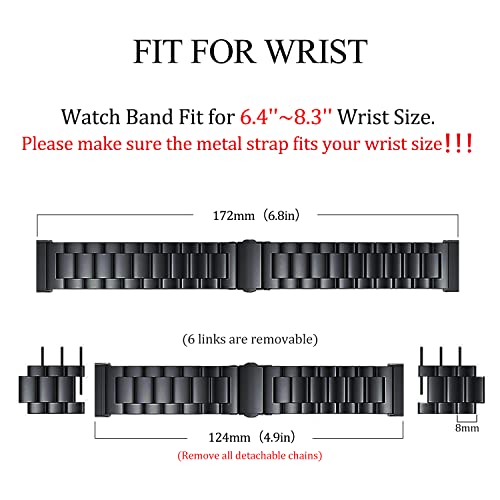 ZPJPPLX for Fitbit Versa 4 Metal Watch Band with Soft TPU Case,Compatible with Fitbit Sense 2 Stainless Steel Strap and Screen Protection Case for Men Women,Black