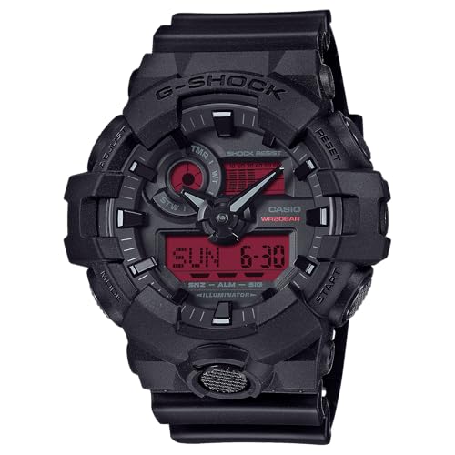 Casio G-Shock Black Resin Red Analog-Digital Watch GA-700BBR-1A