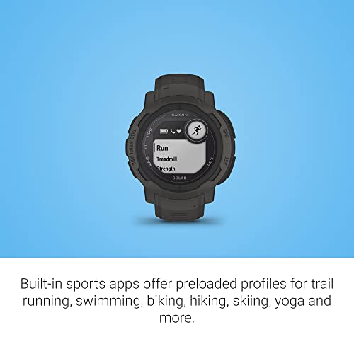 Garmin Instinct 2 Solar, Smaller-Sized Rugged Outdoor Watch with GPS, with Solar Charging Capabilities, Built for All Elements, Multi-GNSS Support, Tracback Routing and More, Graphite