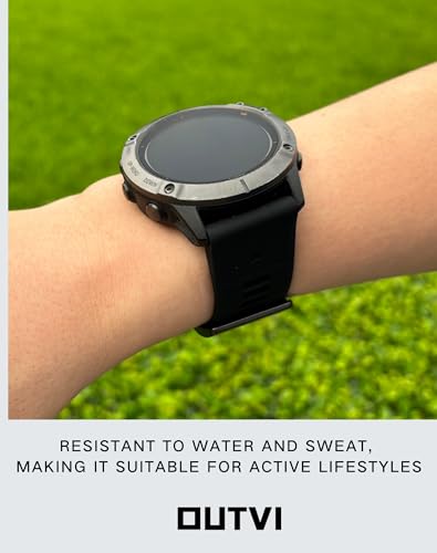 OUTVI 22mm watch band for garmin fenix 5 6 7 pro Sapphire Solar Forerunner 965 955 935 745 epix Pro Gen 2 47mm only soft silicone quick fit 22 watch bands replacement for men women Black