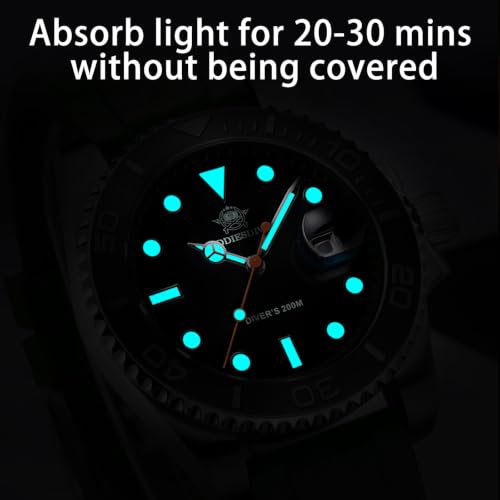 ADDIESDIVE Casual Men's Dive Watch 200 M Waterproof Luminous Yellow Rubber Band Analog Quartz Watches for Men