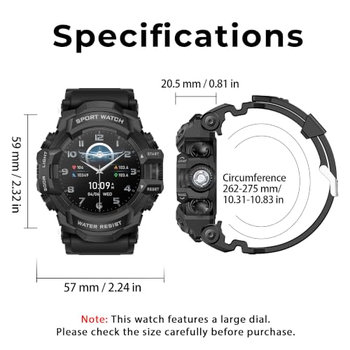 MIDDOW Military Smart Watch for Men (Answer/Make Call), iOS & Android