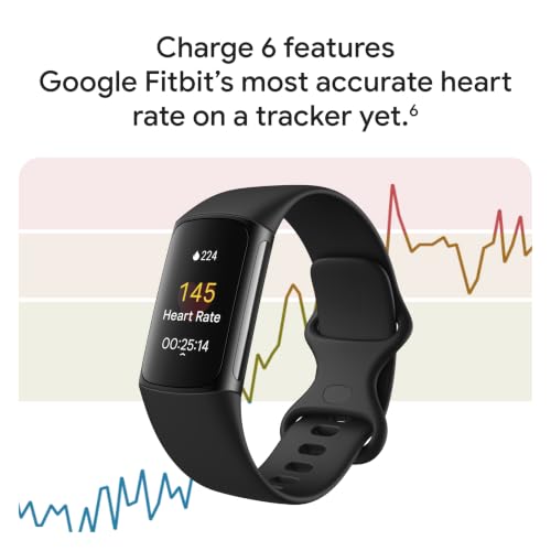 Fitbit Charge 6 Fitness Tracker with Google Apps - Heart Rate on Exercise Equipment - 3-Month Google Health Premium Membership Included - Health Tools - Gold/Coral - Small&Large Bands Included