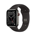 Apple Watch Series 6 (GPS + Cellular, 44mm) - Graphite Stainless Steel Case with Black Sport Band (Renewed)