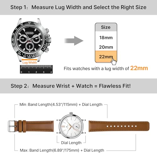 Fullmosa 22mm Quick Release Leather Watch Bands for Garmin Samsung Galaxy