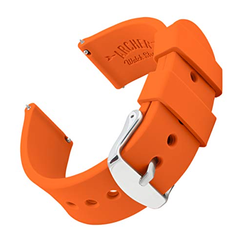 Archer Watch Straps - Soft Silicone Quick Release Watch Bands (Portland Orange, 22mm)