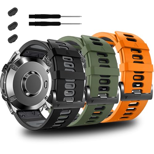 ZPJPPLX 26mm Easy Fit Watch bands For Tactix 8/Fenix 8 7X Pro 6X 5X,Soft Silicone Sport Straps Compatible for Garmin Tactix8/7/Fenix 6X Pro/5X Plus/Enduro3 2/Descent Mk2i/3i Epix Pro quatix 8 51mm