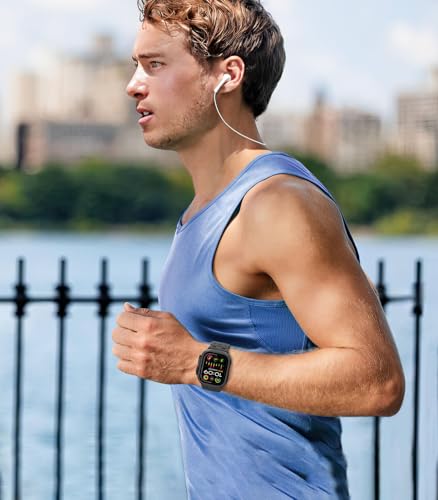 MoKo Ocean Band Compatible with Apple Watch Ultra 3/2/1 49mm, Upgraded Silicone Sports Bands 46mm 45mm 44mm for Men Women, Series 11/10/9/8/7/6/5 SE3/2/1 Breathable Strap with Metal Connector, A-Bk/Bk