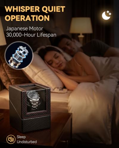 KAVYIA Automatic Watch Winder with Japanese Motor – Silent Adjustable Rotation, Premium PU Leather Exterior and Soft Flexible Watch Pillows, Gift for Him, Christmas Gift 2025