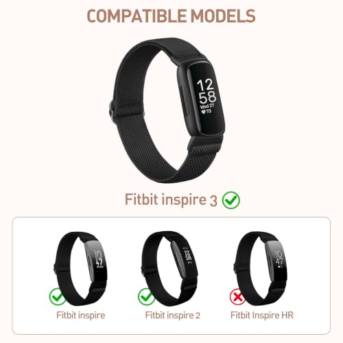Odbeai Elastic Bands Compatible with Fitbit Inspire 3 Bands for Women Men, Water-Resistant Stretchy Nylon Adjustable Soft Sport Replacement Strap for Inspire 3/Inspire 2/Inspire, 5 Packs