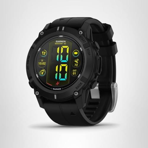 Garmin® Descent™ G2, Watch-Style Dive Computer, Bright AMOLED Display, Multiple Dive Modes, Health and Wellness Features, Black with Black Band