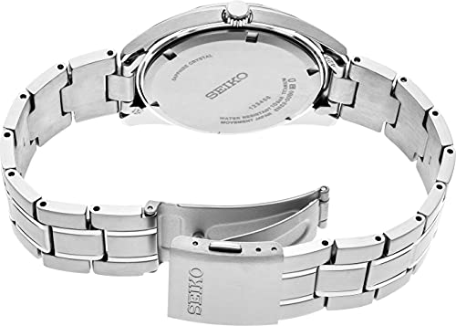 SEIKO SUR375 Watch for Men - Essentials Collection - Black Dial with Sunray Finish, Date Calendar, Titanium Case & Bracelet, Sapphire Crystal, and 100m Water Resistant