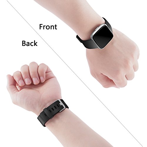 Wepro Band Compatible with Fitbit Versa 2 Bands for Women Men, Soft Band Compatible with Fitbit Versa Bands, Sport Waterproof Breathable Replacement Wristbands Strap for Versa Lite, Small, Black