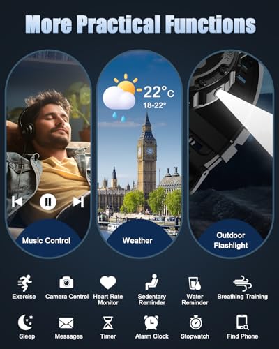 Military Smart Watches for Men(Answer/Make Calls), 1.39" HD Fitness Watch, 24/7 Heart Rate Sleep Monitor, Smart Watch for Men,114+ Sport Modes, IP68 Waterproof Smartwatch for Android iOS, 30Day, Black