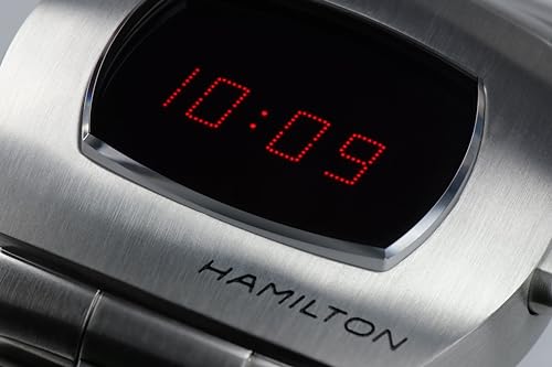 Hamilton American Classic PSR Quartz Men's Watch, 41mm x 35mm Stainless Steel Case, Swiss Made, Red Dial Analog Wrist Watch for Men, 100m Waterproof, Sapphire Crystal, Stainless Steel Strap