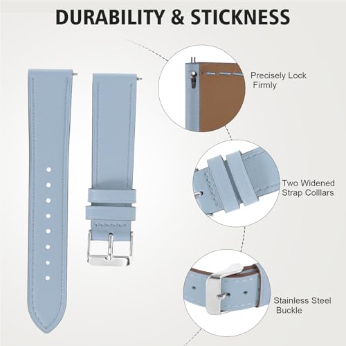 Italy Genuine Leather Watch Bands Men Women Compatible with Samsung Galaxy 7 6 4 5 40mm 44mm/5 Pro 45mm/4 6 Classic/Active 2 Band, 20mm Quick Release Wear-resistant Leather Watch Replacement Straps