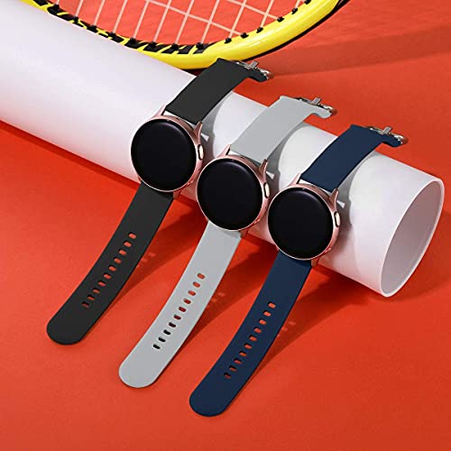 Lerobo Bands Compatible with Samsung Galaxy Watch Active/Active 2 44mm 40mm/Galaxy Watch 3 41mm/Galaxy Watch 42mm,20mm Soft Silicone Sport Strap Replacement bands,3 Pack,Large,Black Navy Blue Gray