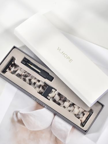 V.R.HOPE Resin Watch Band Compatible with Apple Watch Band for Women 38mm 40mm 41mm 42mm Tortoise Fashion Lightweight Bracelet Strap for iWatch Series 11/10/9/8/7/6/5/4/3/2/1/SE3 (Black Floral)