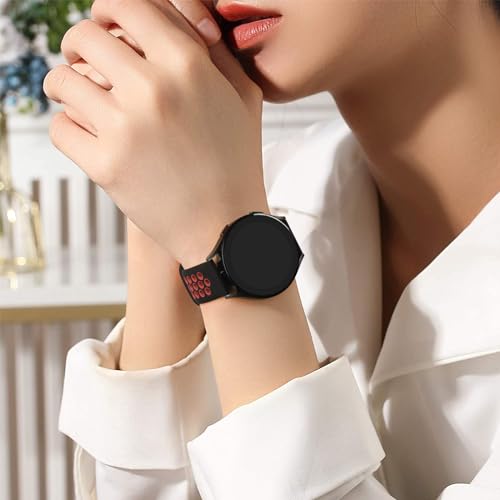 Meliya 20mm 22mm Watch Bands Quick Release Replacement Wristband, Soft Silicone Bands Breathable Sport Replacement Straps for Men Women (22mm, Black-Red)