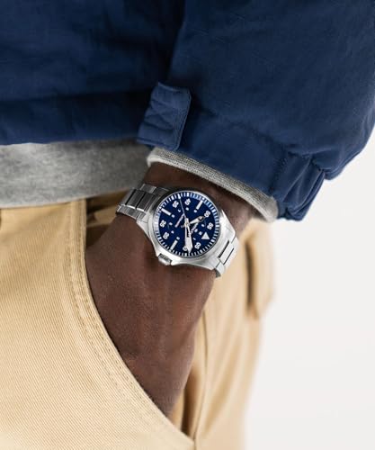 Hamilton Khaki Aviation Pilot Automatic Men's Watch, 39mm Stainless Steel Case, Swiss Made, Blue Dial Analog Wrist Watch, 100m Waterproof, Sapphire Crystal, 3-Hand Movement, Stainless Steel Strap