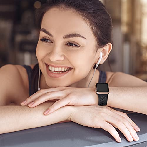 Lerobo Compatible with Apple Watch Band 44mm 45mm Series 10 11 46mm 42mm 49mm Men Women,Soft Silicone Breathable Sport Band Compatible for Apple Watch Ultra SE 3 2 for iWatch Series 9 8 7 6 5 4 3 Black