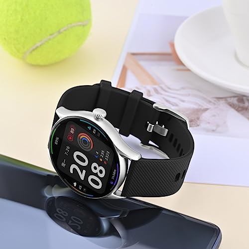 ANBEER Silicone Watch Band 22mm Quick Release Rubber Watch Straps for Men Women,Black with Silver Stainless Steel Buckle