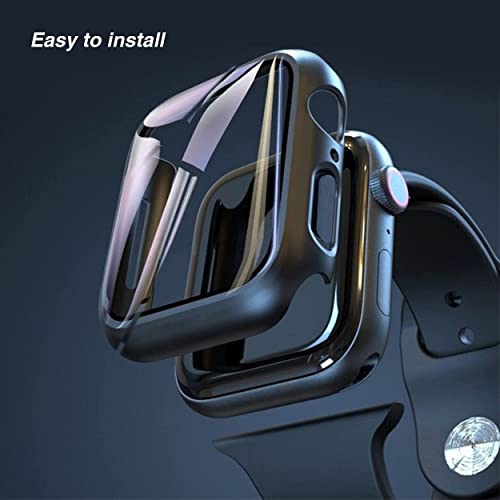 Ailun for Apple Watch Series 9 & 8 & 7 Screen Protector Case [45mm], Ultra-Thin Hard PC Case Built in Tempered Glass for iWatch, Shockproof Cover with Button [2 Pack][Black]