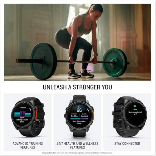 Garmin fēnix® 8 – 47mm, AMOLED, Premium Multisport GPS Smartwatch, Long-Lasting Battery Life, Dive-Rated, Built-in LED Flashlight, Slate Gray with Black Band